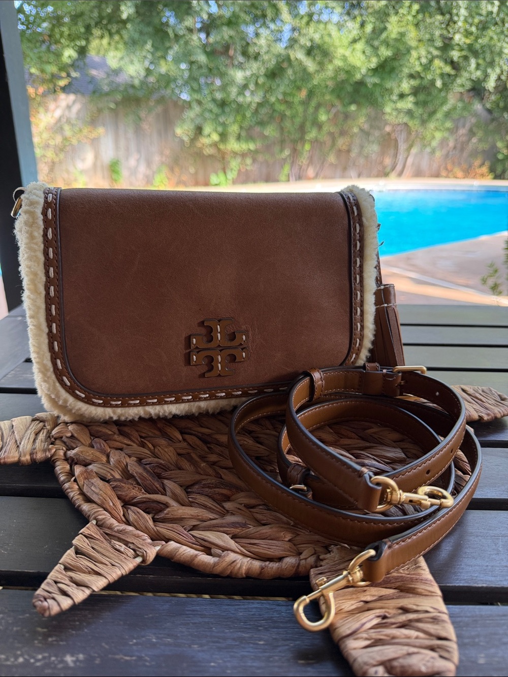 Tory Burch Thea Shearling Flap Crossbody NWOT